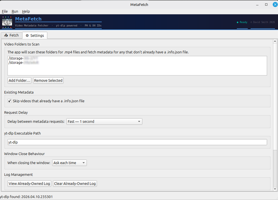 MetaFetch Settings